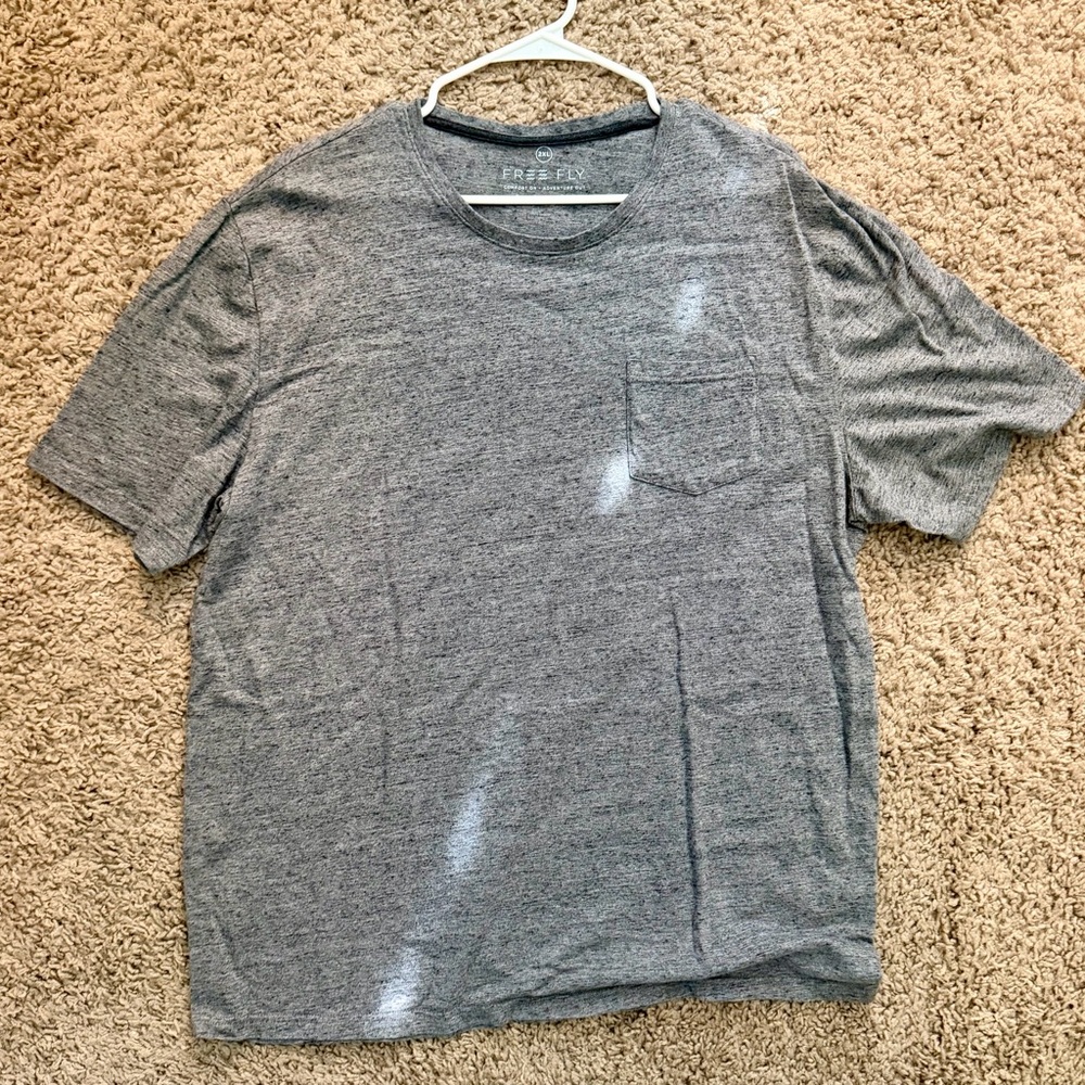Free Fly Apparel Gray Heather Short Sleeve Pocket Tee